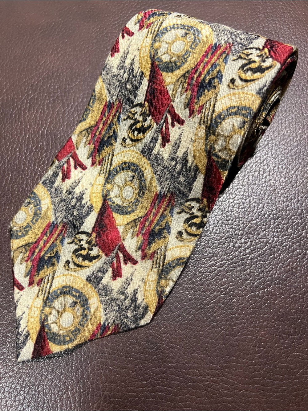 Vintage Ermenegildo Zegna 100% Silk Geometric Abstract  Luxury Neck Tie Italy